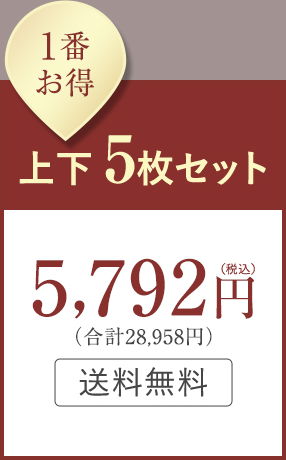 1番お得 上下5枚セット:5,792円(税込)(合計28,958円)送料無料